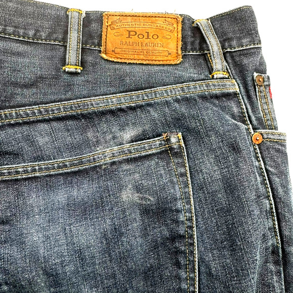 POLO RALPH LAUREN Men's 46x32 Dark Wash Blue Jeans Bootcut‎ Vintage Dungarees - Picture 3 of 12